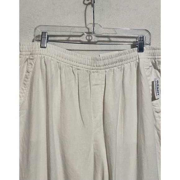 Old Navy Pants Womens XL Bright White Wide Leg High Waisted Linen Blend Boho - Picture 2 of 6